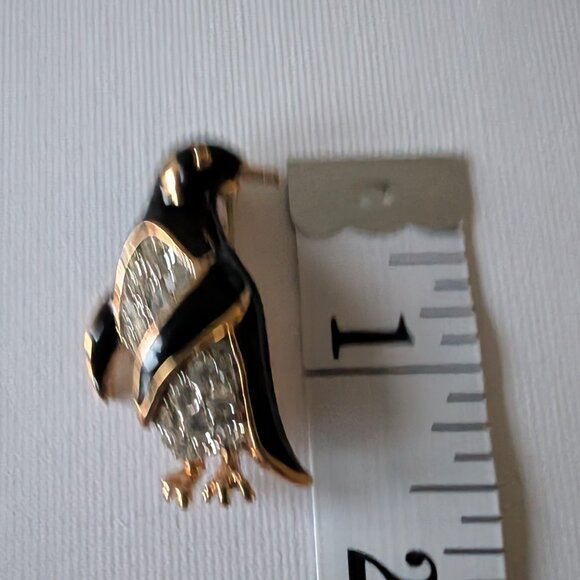 Vintage Rhinestone Penguin Brooch – Coro Style – Black & Gold - Picture 5 of 7